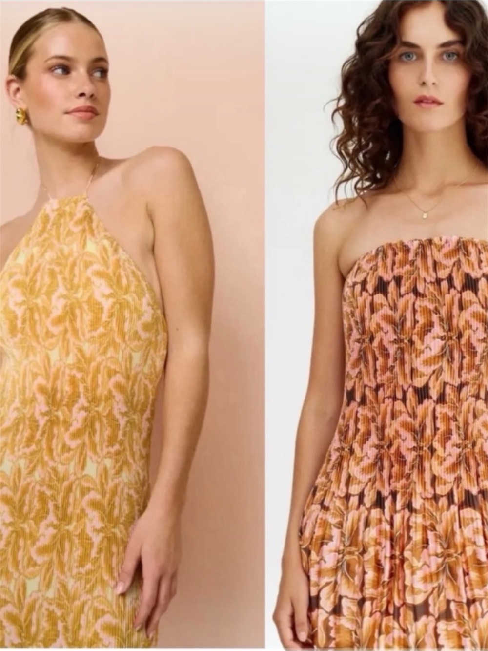 Significant Other Kiara Pleated Halter Midi Dress in Clay Lotus - Size 4